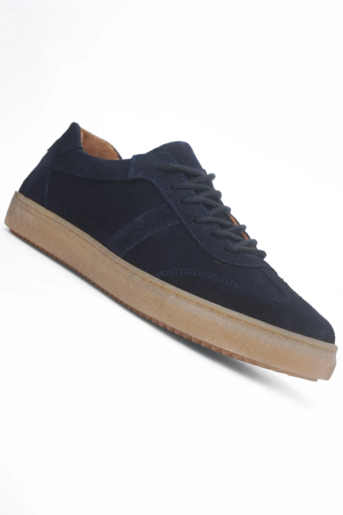 Taba Süet Kadın Hakiki Deri Casual Sneaker Lacivert Süet