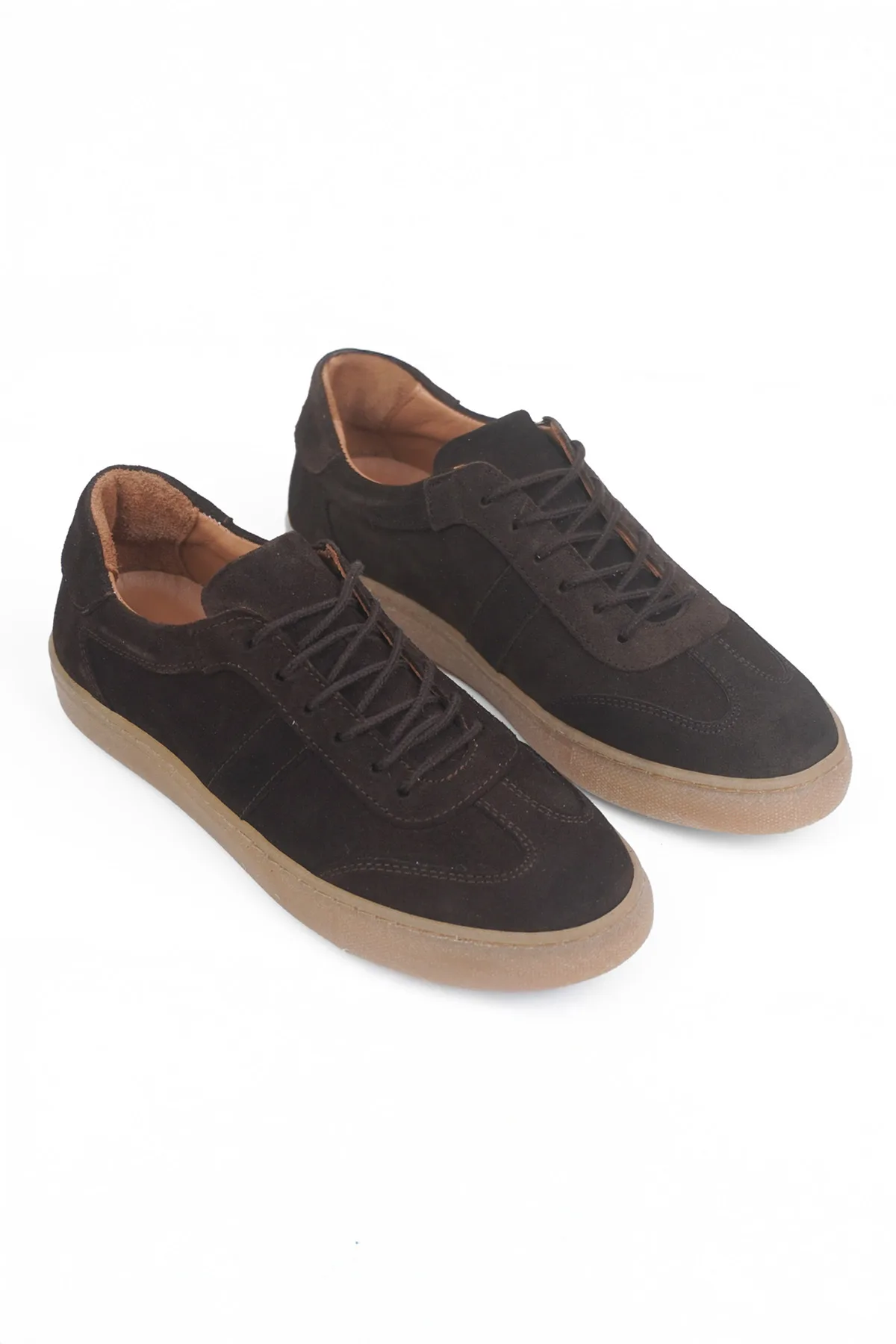 Taba Süet Kadın Hakiki Deri Casual Sneaker Kahverengi Süet