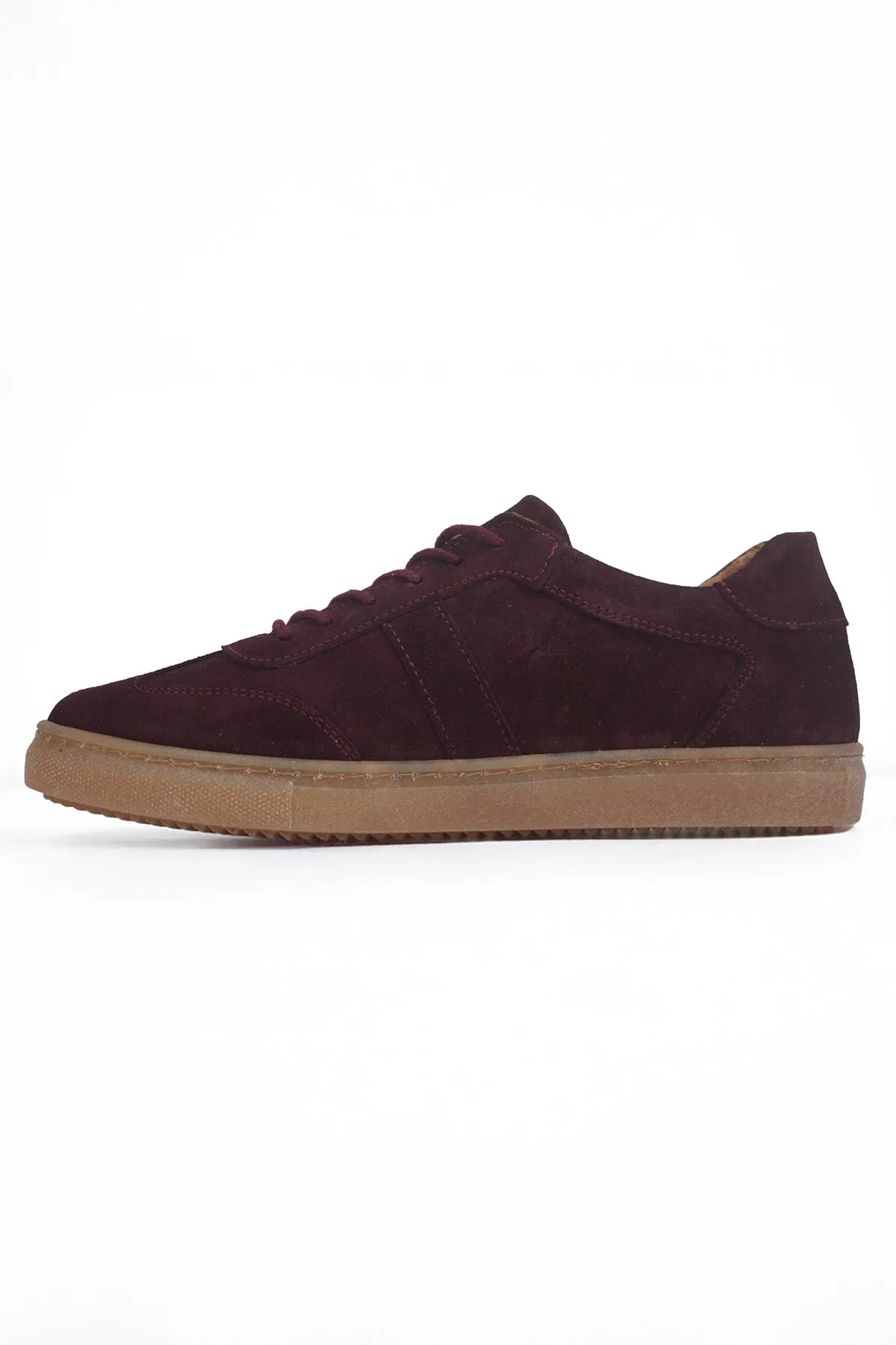 Taba Süet Kadın Hakiki Deri Casual Sneaker Bordo Süet