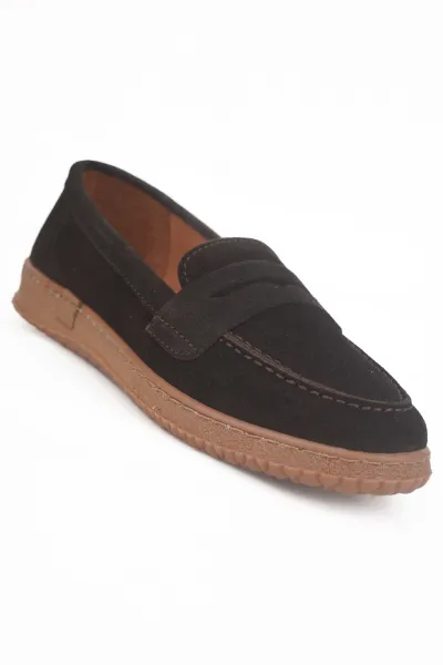 Acı Kahve Süet Kadın Hakiki Deri Ortopedik Loafer Kahverengi Süet