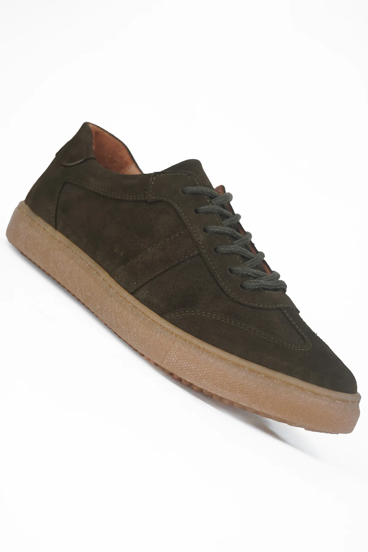 Süet Kadın Hakiki Deri Casual Sneaker Yeşil Süet