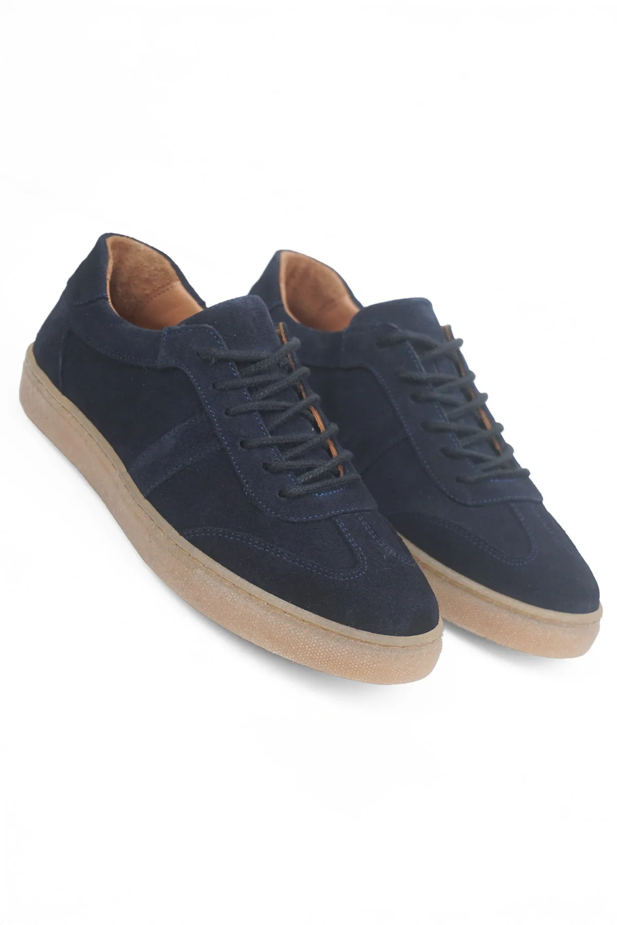 Taba Süet Kadın Hakiki Deri Casual Sneaker Lacivert Süet