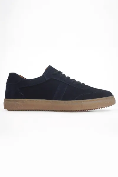 Kadın Hakiki Deri Casual Sneaker Lacivert Süet