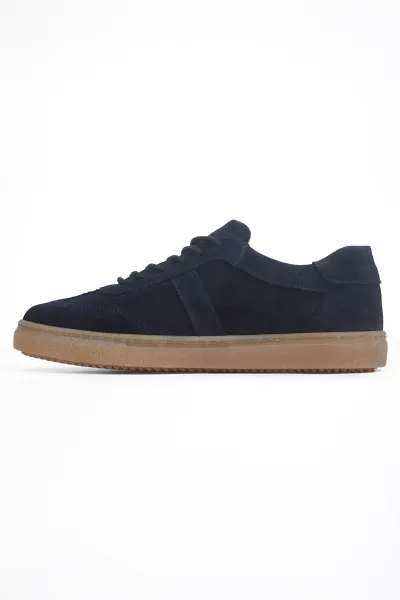 Kadın Hakiki Deri Casual Sneaker Lacivert Süet