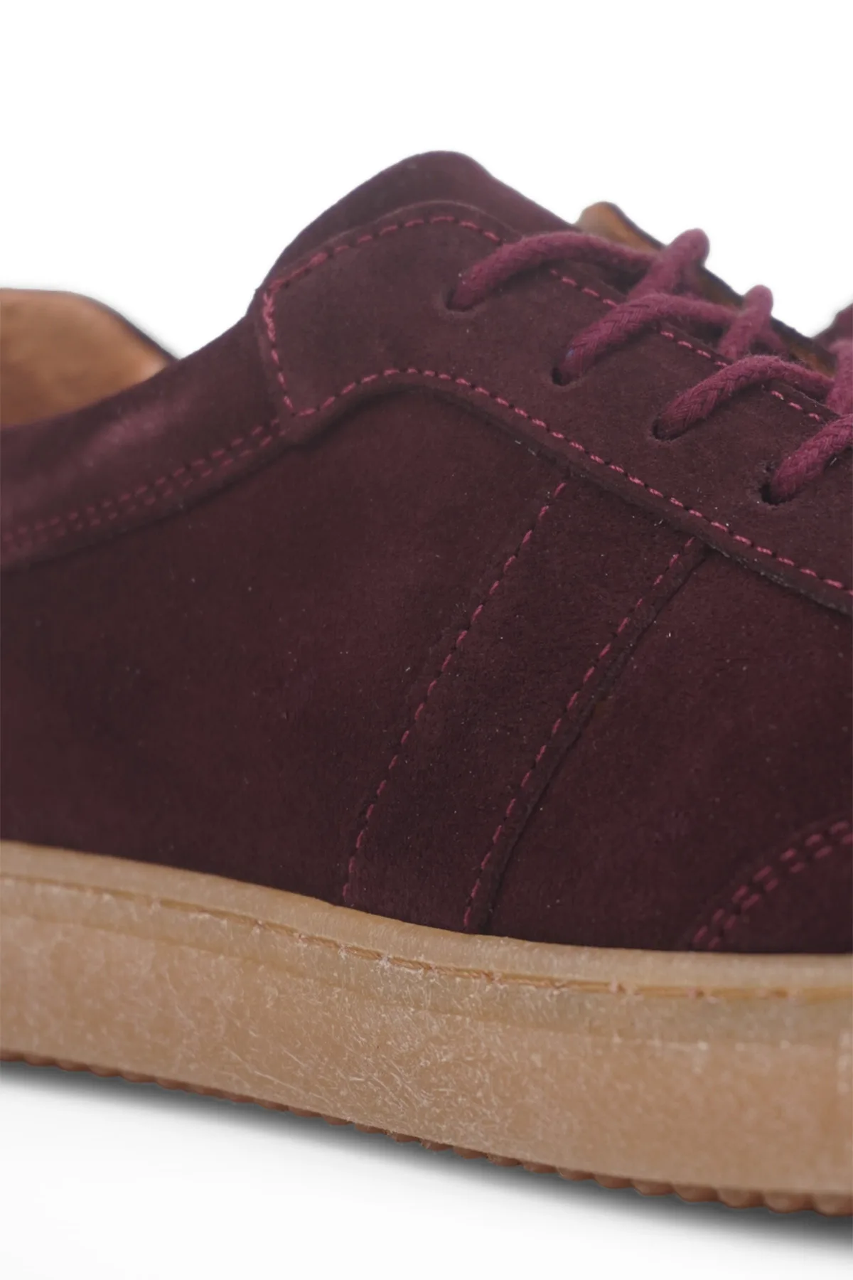 Taba Süet Kadın Hakiki Deri Casual Sneaker Bordo Süet