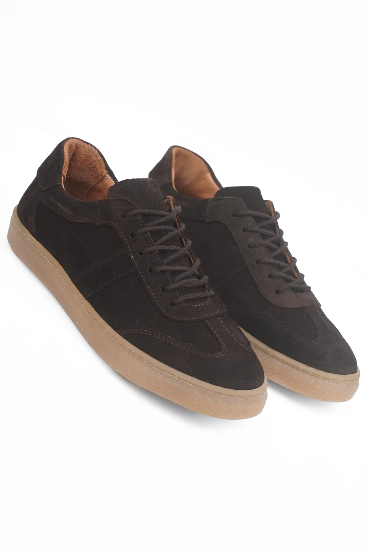 Taba Süet Kadın Hakiki Deri Casual Sneaker Kahverengi Süet