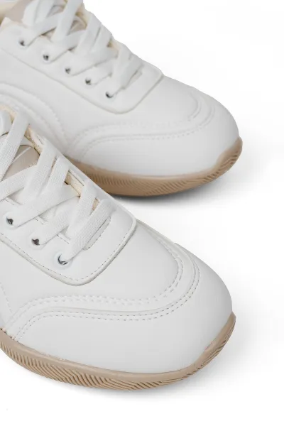 Beyaz Kadın Ortopedik Spor Ayakkabı Yumuşak Taban Günlük Rahat Sneaker Beyaz