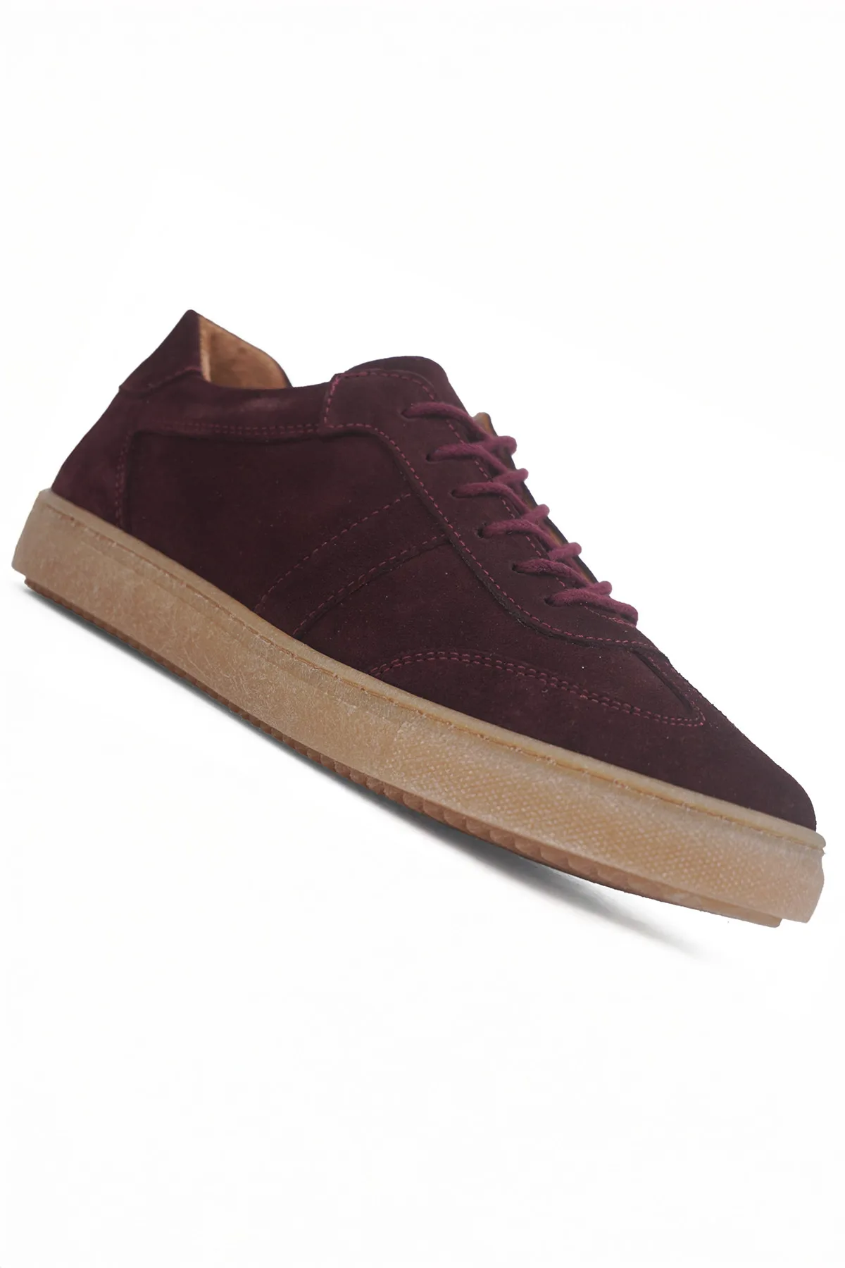 Taba Süet Kadın Hakiki Deri Casual Sneaker Bordo Süet