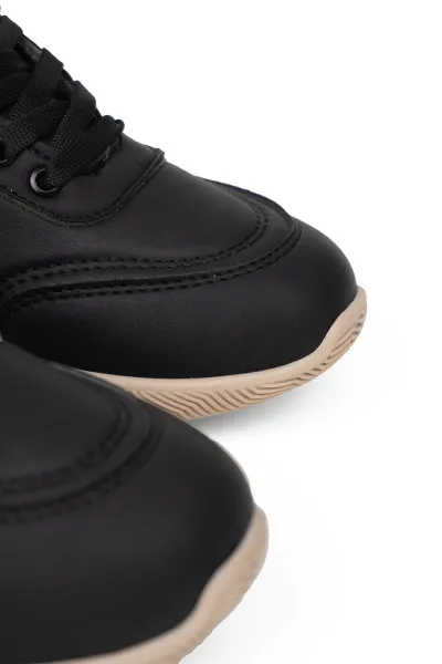 Beyaz Kadın Ortopedik Spor Ayakkabı Yumuşak Taban Günlük Rahat Sneaker Siyah