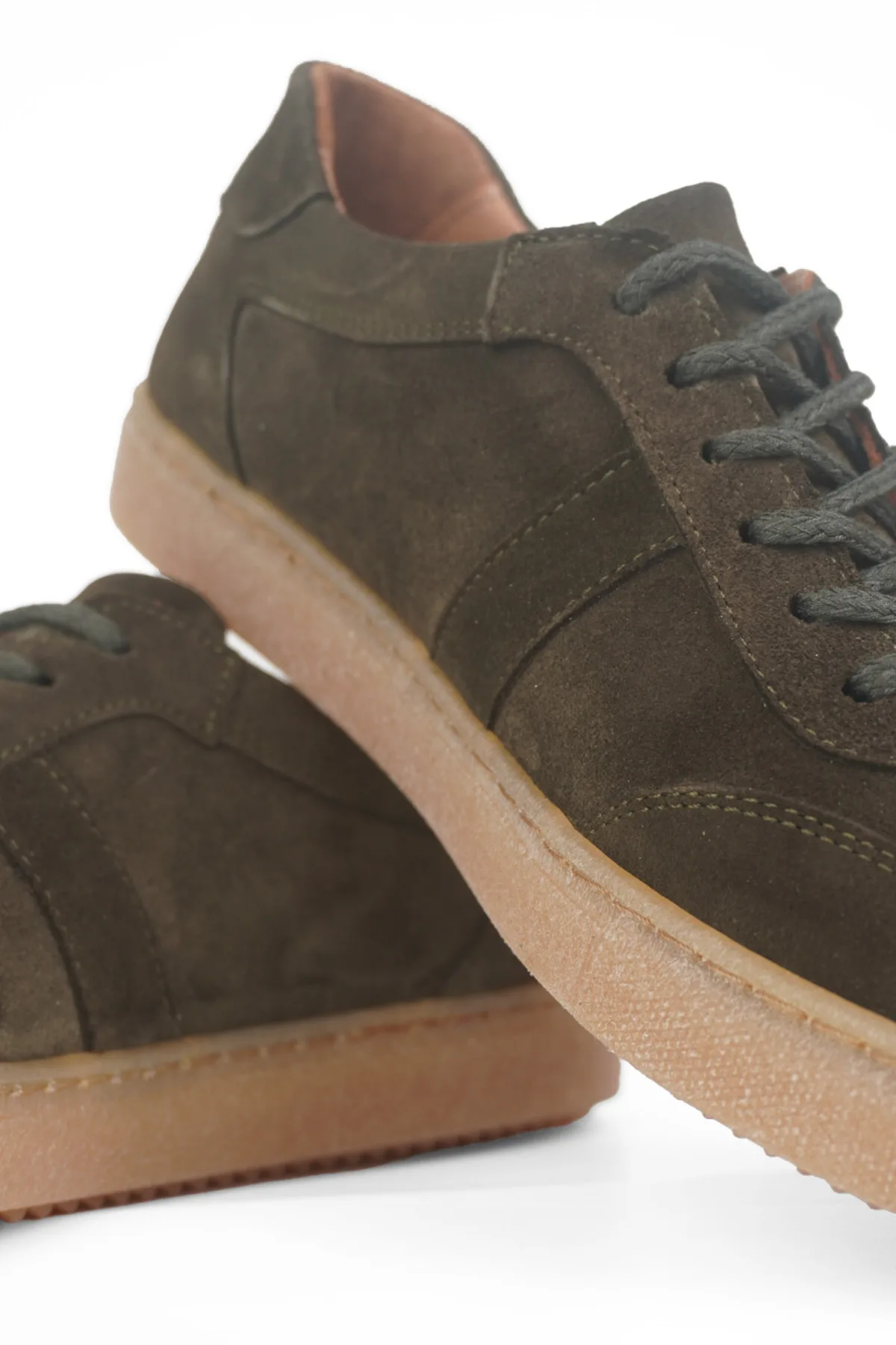 Süet Kadın Hakiki Deri Casual Sneaker Yeşil Süet