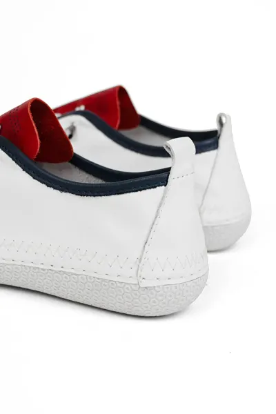 Kadın Hakiki Deri Ortopedik Günlük Rahat Casual Ayakkabı Bağcıklı Comfort Beyaz