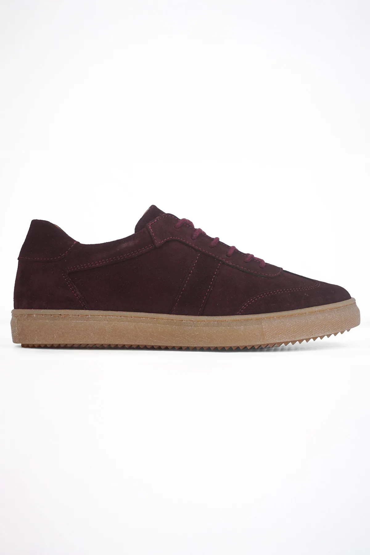 Taba Süet Kadın Hakiki Deri Casual Sneaker Bordo Süet
