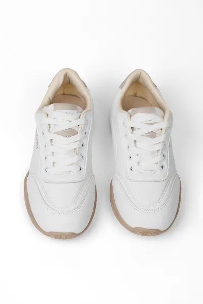 Beyaz Kadın Ortopedik Spor Ayakkabı Yumuşak Taban Günlük Rahat Sneaker Beyaz