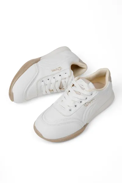 Beyaz Kadın Ortopedik Spor Ayakkabı Yumuşak Taban Günlük Rahat Sneaker Beyaz