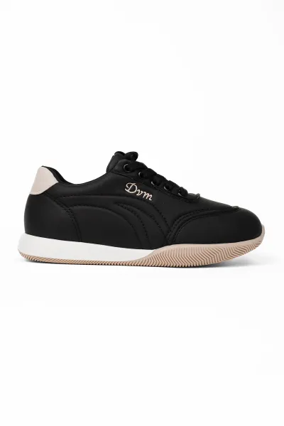 Beyaz Kadın Ortopedik Spor Ayakkabı Yumuşak Taban Günlük Rahat Sneaker Siyah