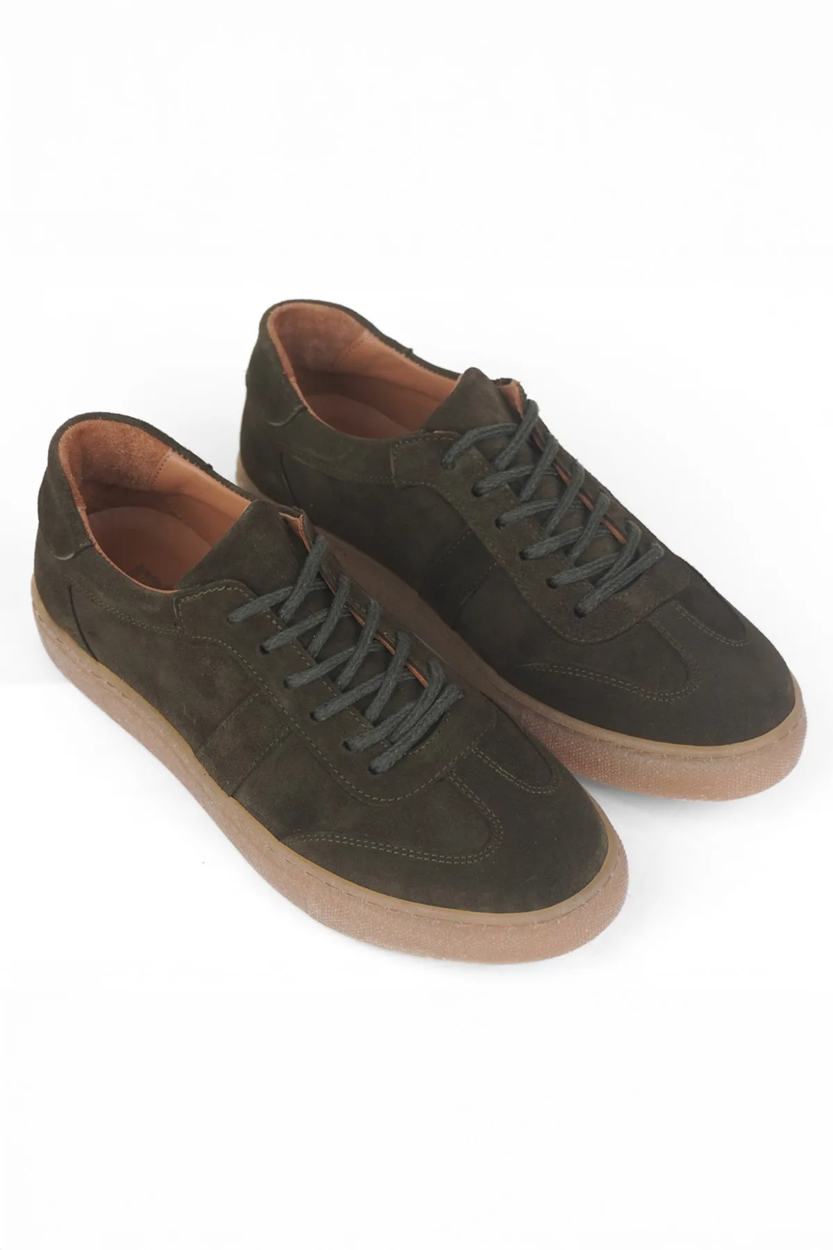 Süet Kadın Hakiki Deri Casual Sneaker Yeşil Süet