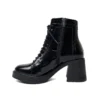 siyah rugan kadın hakiki deri kalın topuklu bağcıklı ve fermuarlı platform taban postal bilekte bot