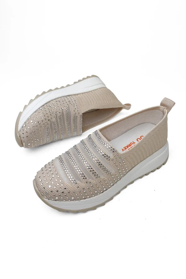 taşlı kadın yüksek taban triko günlük ayakkabı