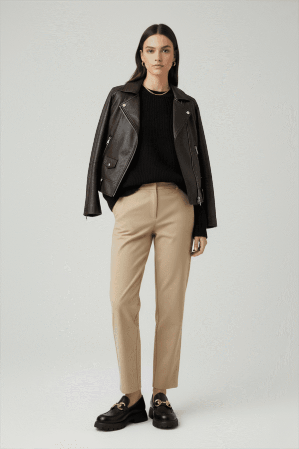 siyah kadın hakiki deri gold metal tokalı ortopedik kalın taban loafer