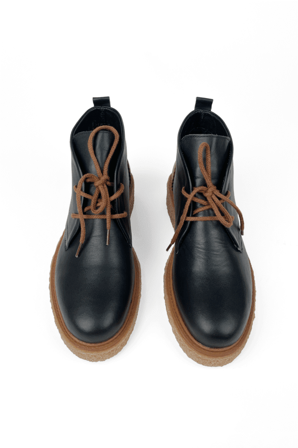 kadın hakiki deri kauçuk kalın taban bağcıklı haşpabi bot