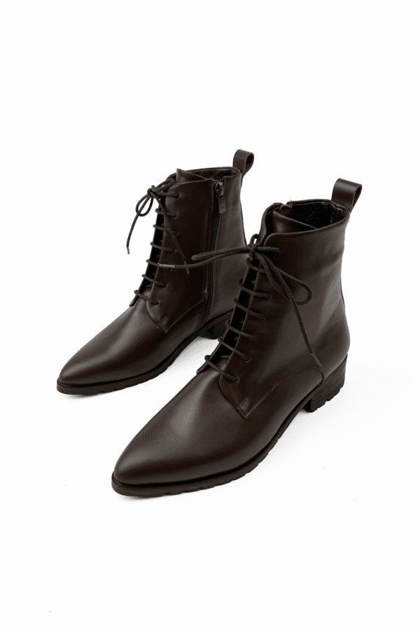 kadınkahverengibot2352352 Kahverengi Kadın Hakiki Deri Bağcıklı Fermuarlı Rahat Bot