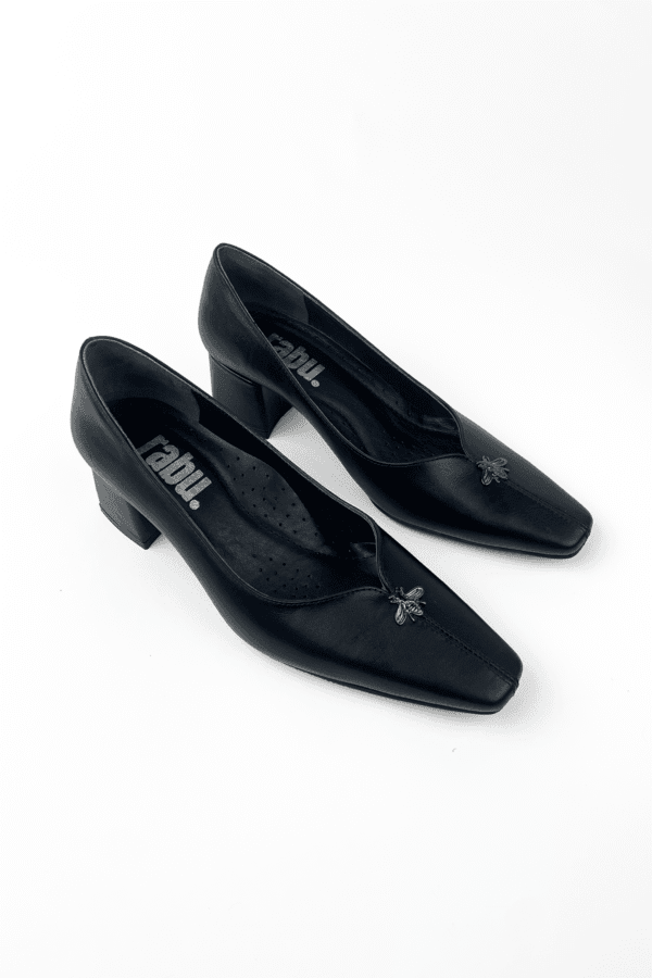 kadın hakiki deri küt burun günlük topuklu ayakkabı