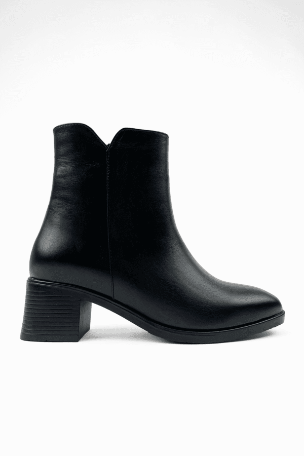 siyah kadın hakiki deri kare burun 5 cm topuklu kaymaz taban rahat