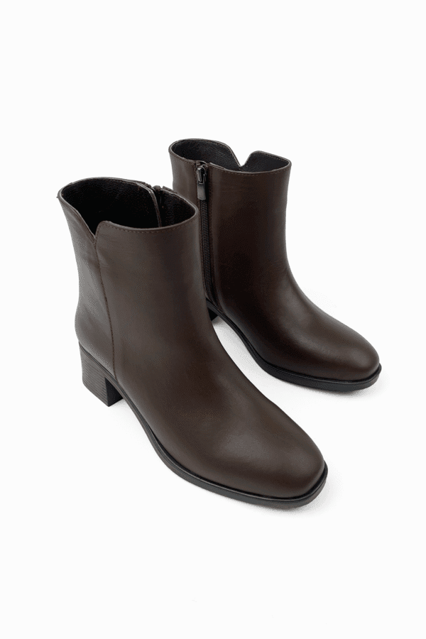 siyah kadın hakiki deri kare burun 5 cm topuklu kaymaz taban rahat