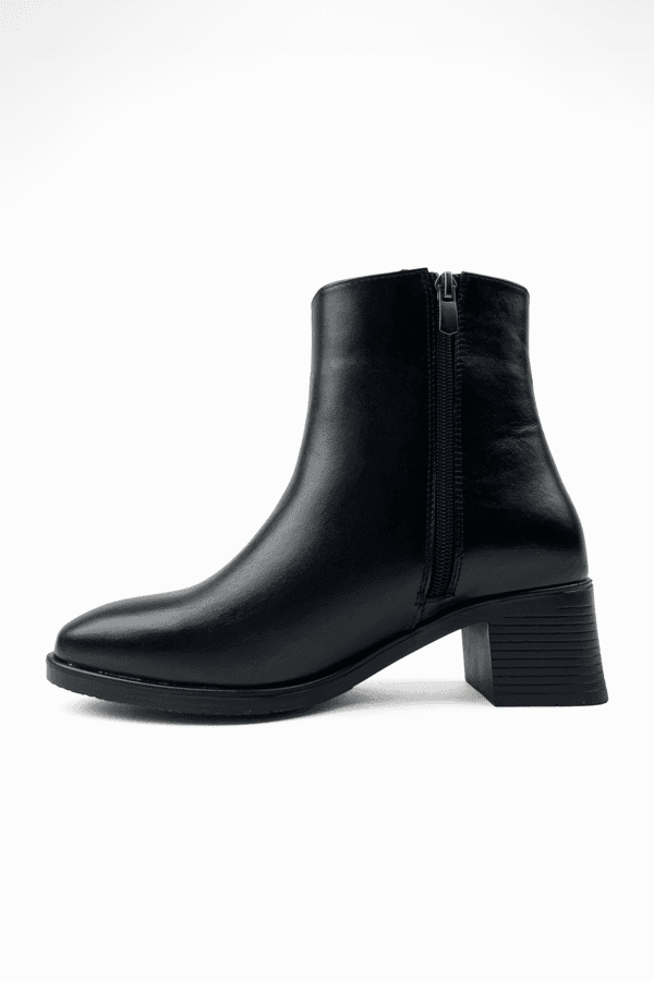 siyah kadın hakiki deri kare burun 5 cm topuklu kaymaz taban rahat