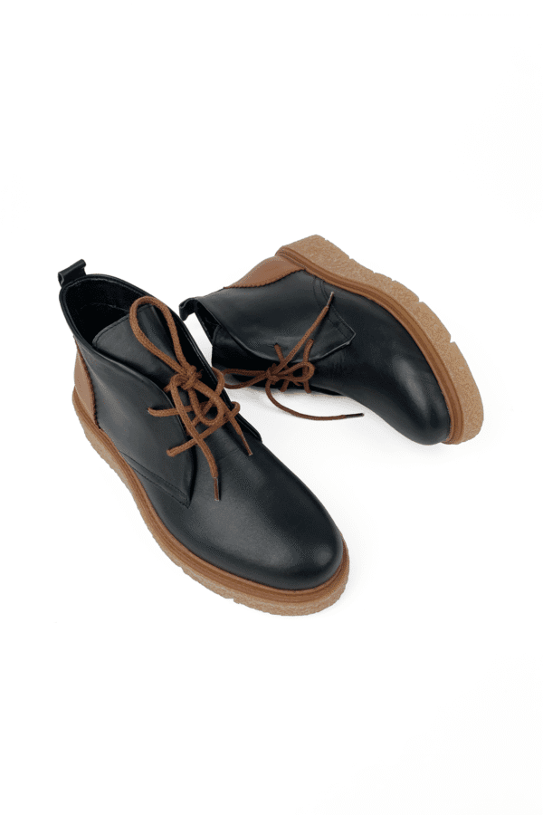 kadın hakiki deri kauçuk kalın taban bağcıklı haşpabi bot