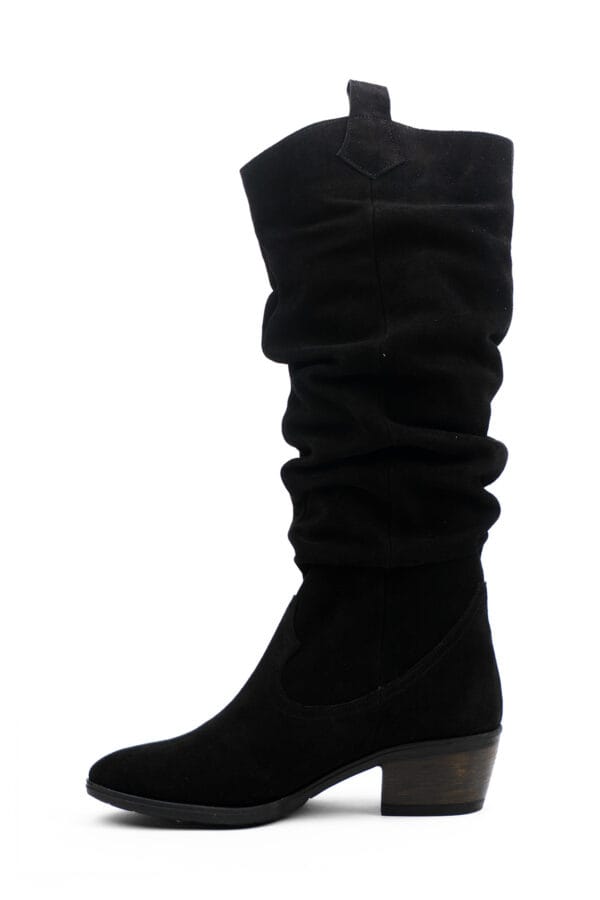 Kadın Hakiki Deri Süet Sivri Burunlu  Kalın Topuklu Körüklü  Çizme