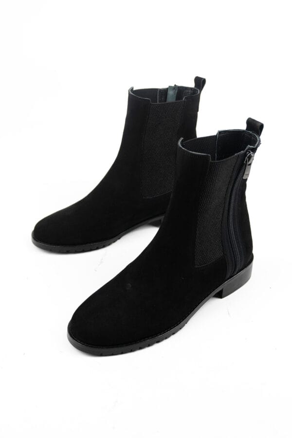 Kadın Hakiki Deri Süet Fermuarlı Ve Lastikli Chelsea Bot