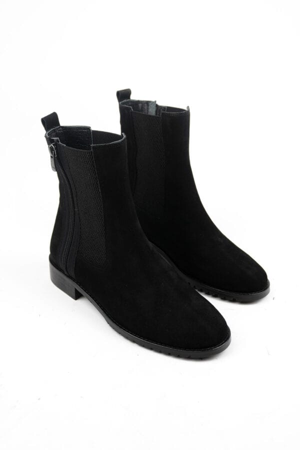 Kadın Hakiki Deri Süet Fermuarlı Ve Lastikli Chelsea Bot