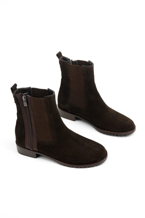 Kadın Hakiki Deri Süet Fermuarlı Ve Lastikli Chelsea Bot