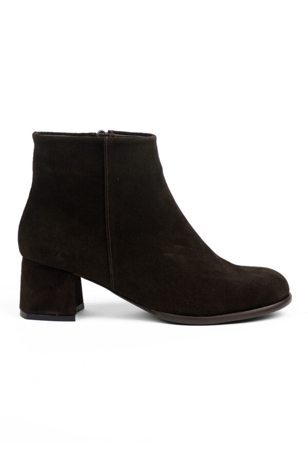 Kadın Hakiki Deri  Yuvarlak Burun Topuklu Bot