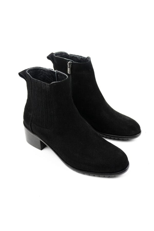 Süet Kadın Hakiki Deri Bilekte Fermuarlı ve Lastikli Chelsea Bot
