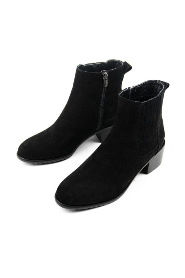 Süet Kadın Hakiki Deri Bilekte Fermuarlı ve Lastikli Chelsea Bot