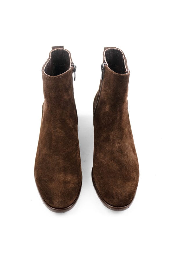 Süet Kadın Hakiki Deri Bilekte Fermuarlı ve Lastikli Chelsea Bot