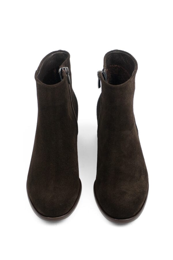 Kadın Hakiki Deri  Yuvarlak Burun Topuklu Bot