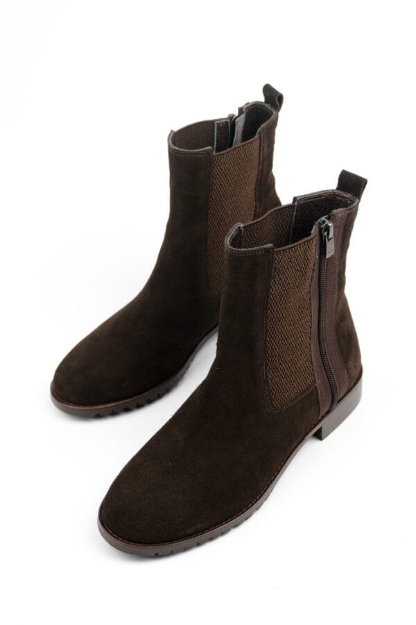 Kadın Hakiki Deri Süet Fermuarlı Ve Lastikli Chelsea Bot