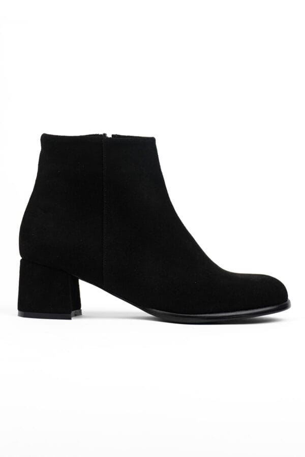 Kadın Hakiki Deri  Yuvarlak Burun Topuklu Bot