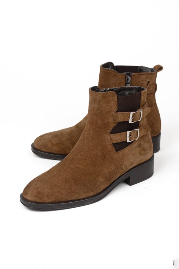1_org_zoom-21.jpg Kadın Hakiki Deri Kısa Topuklu Yandan Tokalı Lastikli Bilekte Bot
