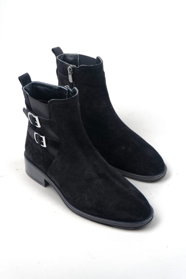 1_org_zoom-23.jpg Kadın Hakiki Deri Kısa Topuklu Yandan Tokalı Lastikli Bilekte Bot