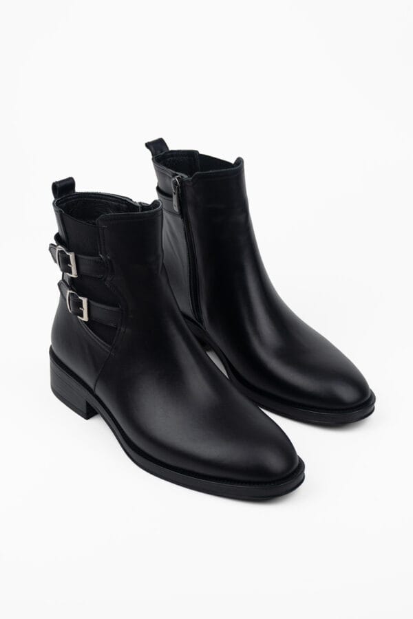 1_org_zoom-29.jpg Kadın Hakiki Deri Kısa Topuklu Yandan Tokalı Lastikli Bilekte Bot