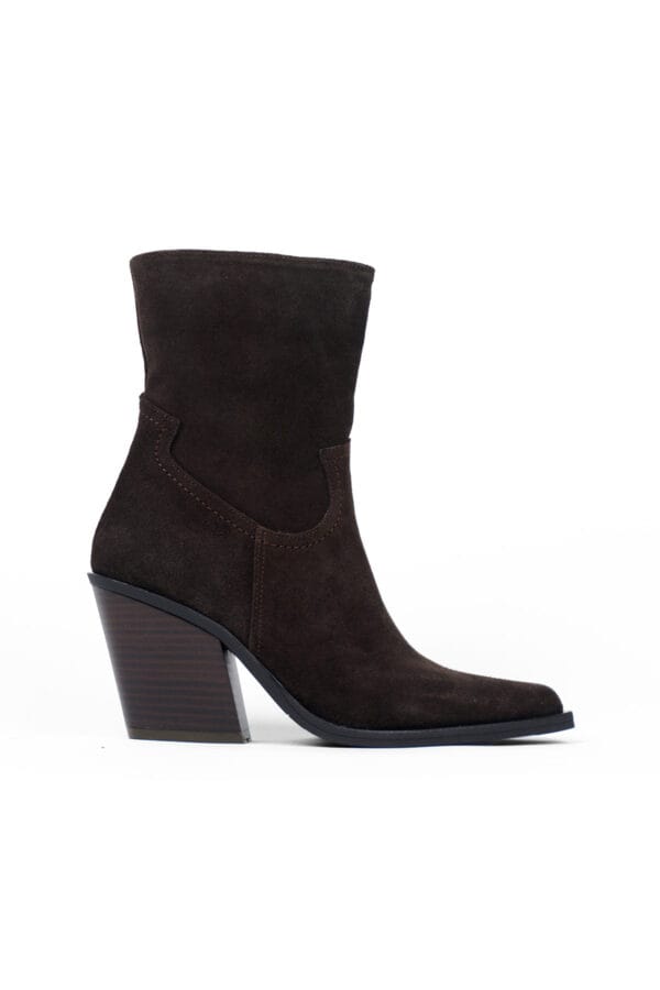 Kadın Hakiki Deri Süet Kalın Topuklu Kovboy Bot-Western