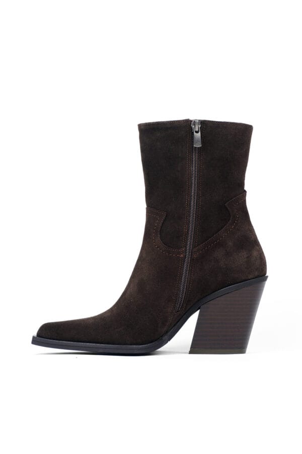 Kadın Hakiki Deri Süet Kalın Topuklu Kovboy Bot-Western