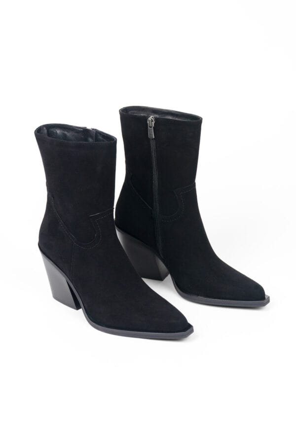 Kadın Hakiki Deri Süet Kalın Topuklu Kovboy Bot-Western