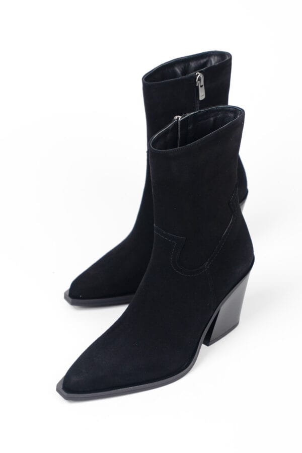 Kadın Hakiki Deri Süet Kalın Topuklu Kovboy Bot-Western