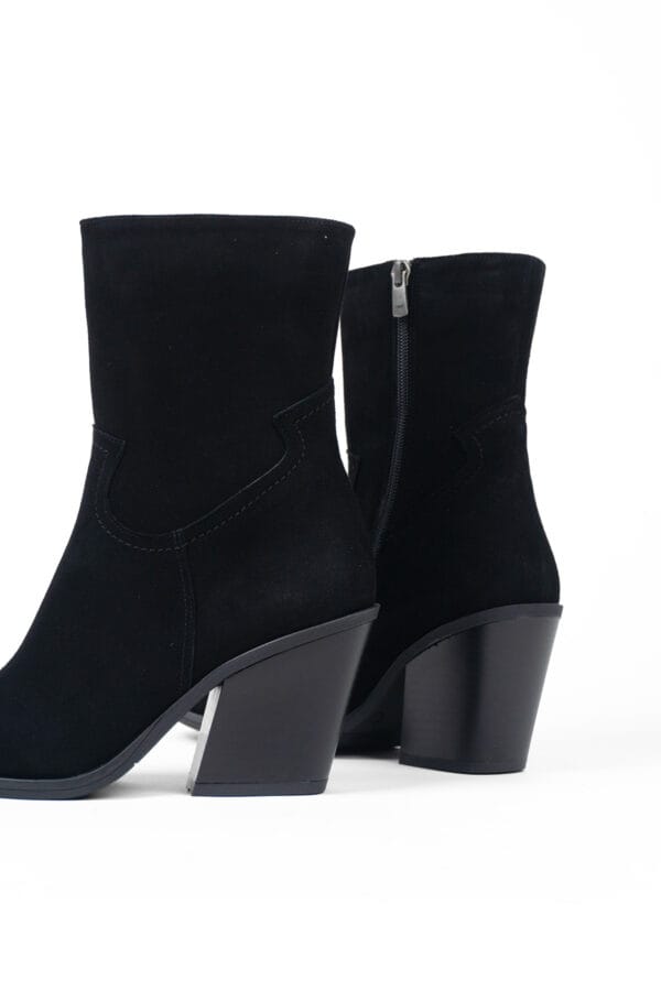 Kadın Hakiki Deri Süet Kalın Topuklu Kovboy Bot-Western