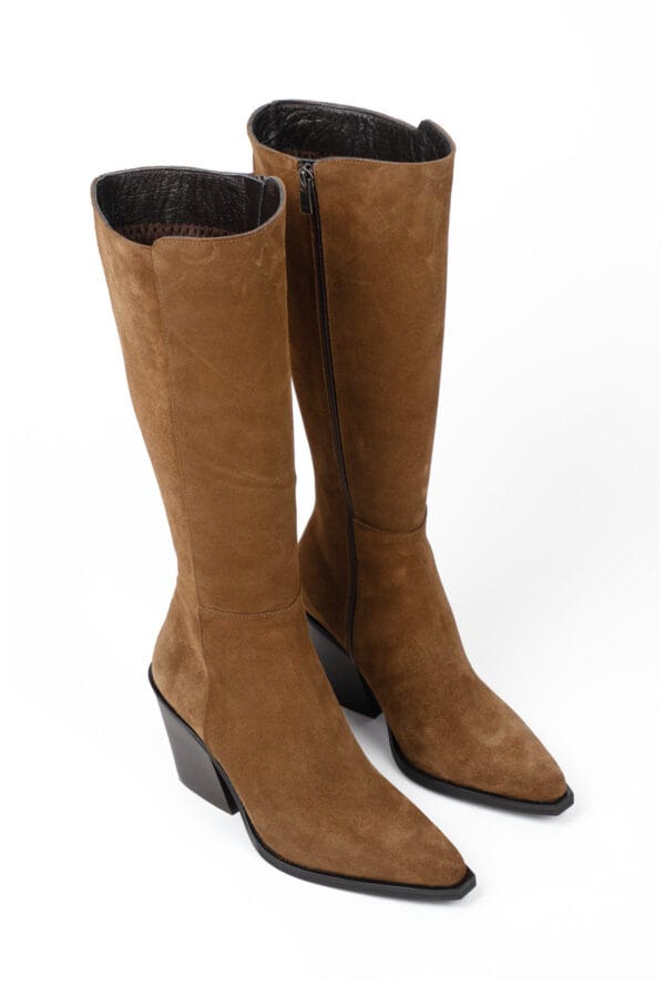 Kadın Kalın Topuklu Fermuarlı Kovboy Çizme-Western